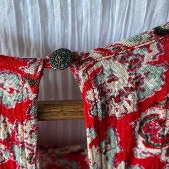 American Eagle Red Paisley A-Line Halter Mini Dress, Size XXS - Picture 6 of 10